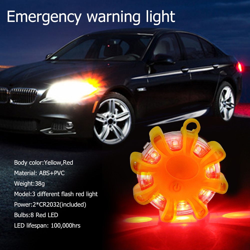 8 LED Flashing Warning Light Magnetic Flashlight Emergency Work Lights Indicator Lamp Professional Maintenance Flow Light